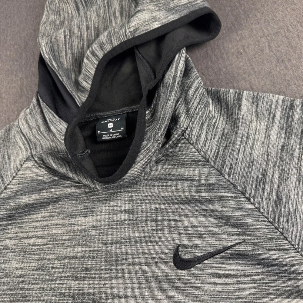 Nike Dri-FIT Mens Training Hoodie Grey Space Dye Heather Pullover M